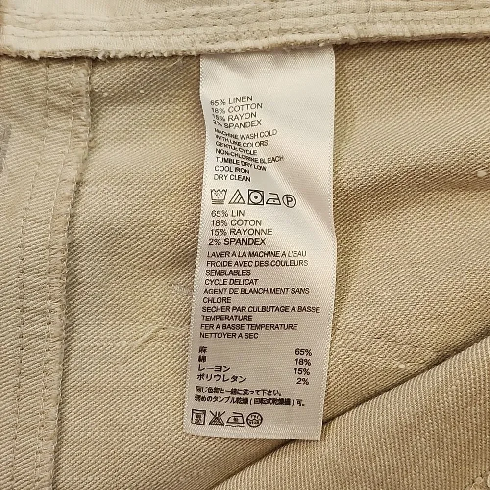 Tommy Bahama Men's Beige Casual Linen Flat Front Pants, 35
